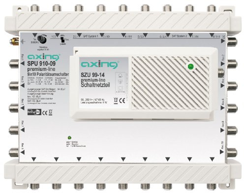 Axing SPU 910-09 SAT-Multischalter 10 Teilnehmer DiSEqC erweiterbar aktiv Quad-tauglich energiesparend (9 x 10)