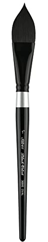Silver Brush Limited 3009S-1 Black Velvet Oval Wash Paintbrush for Watercolor, Gouache, Inks, & Dyes, Size 1 Inch, Short Handle