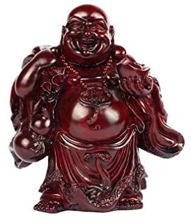 lachineuse - Statuette Bouddha Rieur Traditionnel - Statue Bouddha 18 cm Coloris Rouge - Décoration Feng Shui - Objet Déco Zen Chinoise pour Salon, Bureau - Idée Cadeau Chine Asie Porte Chance
