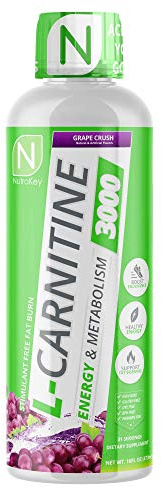 NutraKey L-Carnitine 3000mg, No Sugar, Gluten Free, Turn Into Fuel, (Grape Crush) 31 Servings