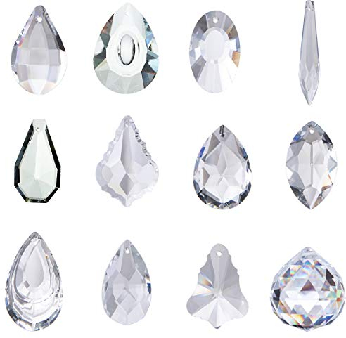 H&D HYALINE & DORA Confezione da 24 lampadari in cristallo trasparente con gocce di illuminazione pendenti a sfera in vetro con prismi per finestre Suncatcher Decorazioni per la casa