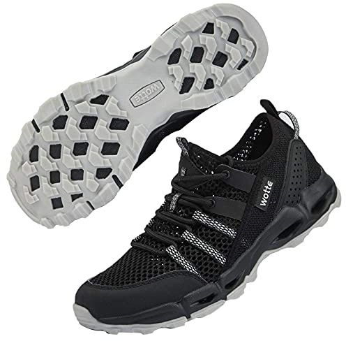 MAINCH Women's Hiking Water Shoes Quick Dry Outdoor Sport Sneakers (Black, Size 8)