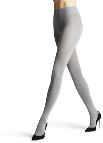 FALKE Women's Family Tights, Breathable, Durable, Sustainable Cotton, Lightweight Stockings, Skin-Friendly, Grey (Greymix 3399), S, 1 Pair