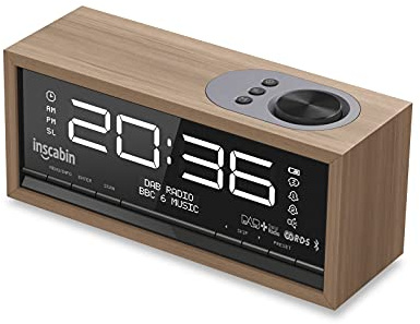 Inscabin C1 Dab/Dab+FM Radio Radio Sveglia Digitale Con Grande Schermo/Altoparlante Portatile Senza Fili Con Bluetooth, Suono Stereo, Camera da Letto Cucina Ufficio (Black)