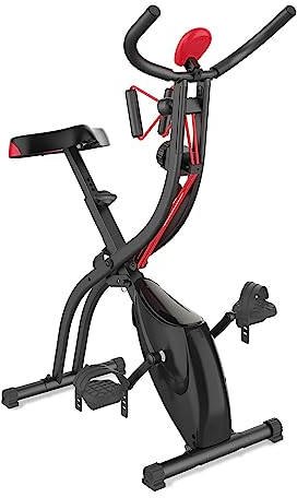 VITALmaxx Heimtrainer Fitness Bike mit magnetischer Bremse und Expanderbändern | Effektives Ganzkörpertraining, Trainingscomputer mit Display | Sichere, robuste Konstruktion, bequemer Gelsattel