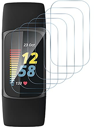 GIOPUEY Skärmskydd för Fitbit Charge 5, [6 pack] Flexibel TPU-skärmskyddsfilm, [Anti-bubbla] [slitstark] – genomskinlig