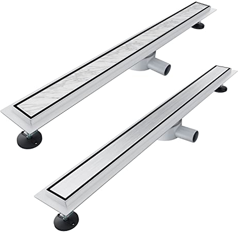 SONNI Duschrinne 80 cm Ablauf 360° Drehbar Duschrinne Extra Flach mit Geruchsstop und Haarsieb 2 in 1 Edelstahl Ablaufrinne Dusche befliesbar