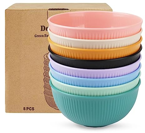 Homavit Müslischalen, 8er 750ml Ramen schüssel, Suppenschüssel groß, BPA-frei, Wiederverwendbar Camping Schüssel für Pasta, Müsli, Salat, Mikrowellen& Spülmaschinenfest