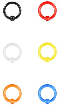 ZS 6 st pärlringar i fånget våraction BCR kulringar, 0G 2G 4G 6G 8G 12G PA ring, akryl näsa septum ringar piercade kroppssmycken för män kvinnor, Akryl Plast, Ingen ädelsten