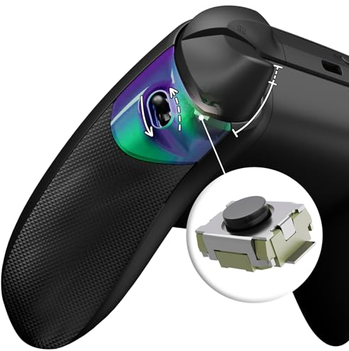 eXtremeRate Flexor Clicky Kit pour Xbox Series X & S, Grips avec Gâchette pour Xbox Series X & S Manette, Poignée Ergonomique Antidérapante avec Trigger Stop, Caméléon Vert Violet