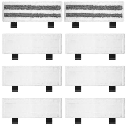 8 Pack Steam Mop Pads Compatible with Karcher EasyFix SC2, SC3, SC4, SC5 Nozzle, Microfibre Steam Cleaner Pads, Reusable Steam Cleaner Accessories for Karcher (6 Floor Cloths + 2 Abrasive Cloths)
