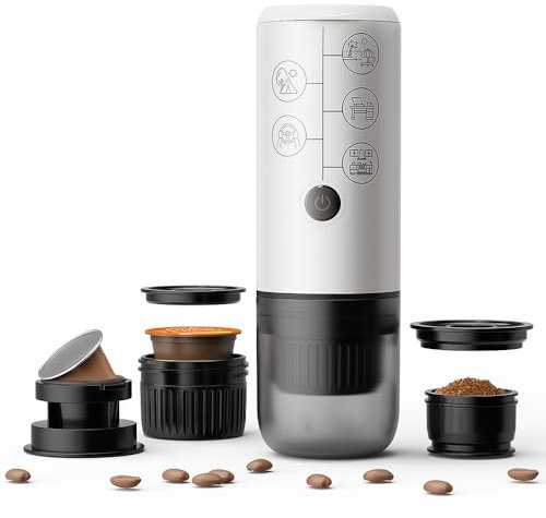 BENFUCHEN Cafetera espresso portátil 3 en 1 sin función de calefacción, cafetera eléctrica de carga tipo C, mini cafetera de 17 bares para N ESPRESSO/DolceGustoPods y café molido sobre la marcha