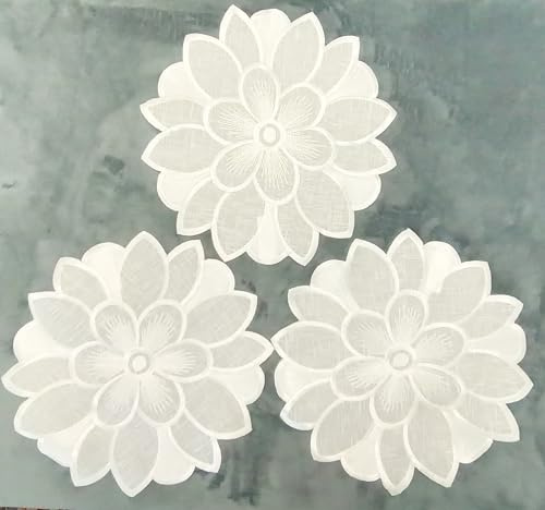 Generisch AUDE Home - Centrini ricamati, 30 cm, rotondi, confezione da 3 pezzi, colore: Bianco neve per comò (30 rotondi)