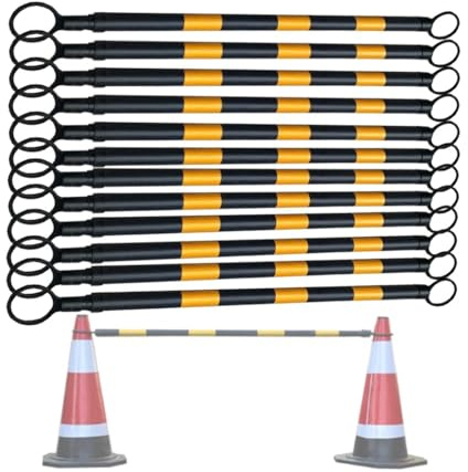 Trafikkonstänger, Infällbara PVC-trafikkoner med reflekterande film, 12-pack, flerfärgade, 1,25–2 m(Yellow and Black)