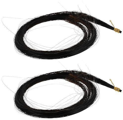 Homoyoyo Crins de Cheval Naturel pour Archet D'alto 2 Pièces, Cheveux pour Parties de Ficelle, Accessoires de Réparation D'instruments de Musique, Compatible Alto, Noir, Usage