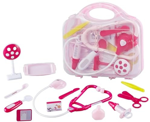 BeVistoso Ensemble de Jeu de Docteur, kit Docteur pour Enfants, Ensemble Jeu Simulation 12 pièces avec étui Transport Robuste – Jouet rôle imaginatif pour Les Tout-Petits et Les Enfants d'âge