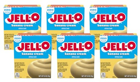 Jell-O Sugar-Free Instant Pudding and Pie Filling, Banana Cream, 0.9-Ounce Boxes (Pack of 6) by JELL-O