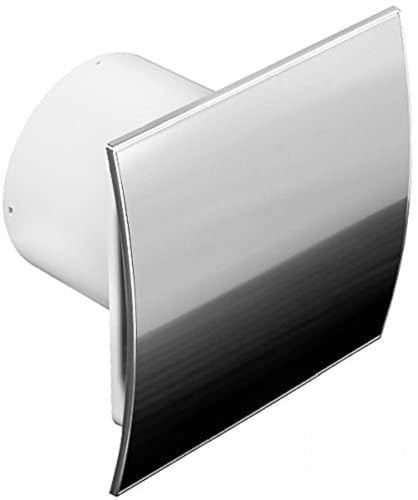 Ø 100 mm Wall-Mounted Bathroom Stainless Steel Curved with Humidity Sensor Humidistat, Timer and Backdraught Shutter WEI100H Fan Front Wall Bathroom Fan Ventilator Recess Or Quiet – 10 cm