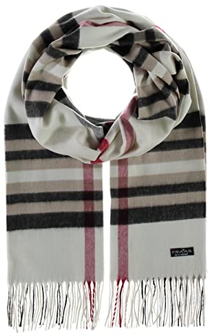 FRAAS Cashmink Schal 56 x 200 cm - Weicher als Kaschmir - Made in Germany - Schal kariert für Damen und Herren - Perfekt für Herbst und Winter Weiß