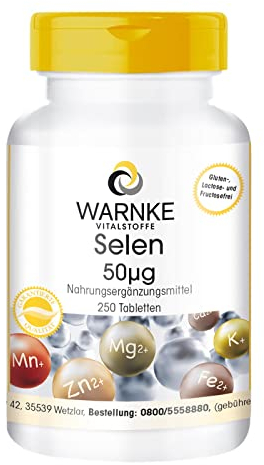 Selen 50µg - aus Selenhefe - 250 Tabletten - vegan - Großpackung | Warnke Vitalstoffe - Deutsche Apothekenqualität