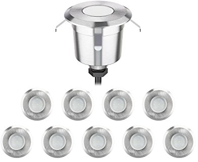 ledscom.de 10 Stück LED Bodeneinbauleuchte AGENA für außen, IP65, edelstahl, rund, 60mm Ø, warmweiß