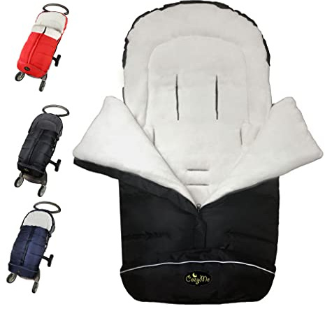 CozyMe 3 en 1 invierno al aire libre tour niño universal cochecito saco de dormir impermeable saco de dormir largo / altura / temperatura ajustable bebé Bunting Bag negro