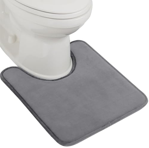 GORILLA GRIP® Thick Memory Foam Toilet Rug for Bathroom, U Shaped Washable, Soft Absorbent Velvet Topside Floor Mats, Machine Wash, Cushioned Luxury Rugs for Bath Room, 22.5x19.5, Graphite Gray
