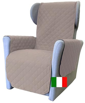 Moonange Copripoltrona 1 posto con Braccioli Seduta 55 cm Impermeabile per Poltrona Antiscivolo Antimacchia Reversibile Antigraffio Antipelo Tortora