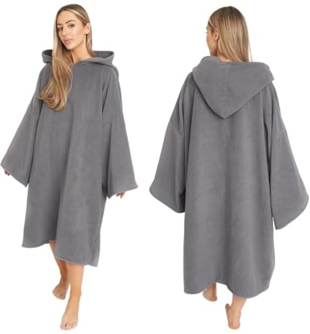 Brentfords Towel Poncho Adult Hooded Large Bath Swim Surf Beach Absorbent Dry Microfiber Changing Robe for Men Boys Quick Dry, Charcoal Grey