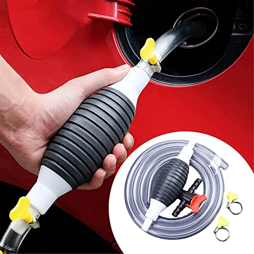 Pompa Manuale a Sifone, Pompa di Trasferimento Manuale con Tubo Flessibile Carburante da 2 M, Pompa Aspirazione a Diesel/Benzina/Acqua/Olio/Liquido/Gas Pompa