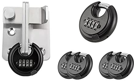 WULALACK Outdoor Combination Lock，4 Digit Discus Combination Padlock,Heavy Duty Combo Lock for Garage, Outdoor Fence, Shed, Storage Unit, Trailer, 6 Pack