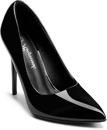 hingswink Womens Black High Heels 4 Inch Closed Pointed Toe Pumps Stiletto Heels for Women Dress Sexy Wedding Pumps, Black8.5