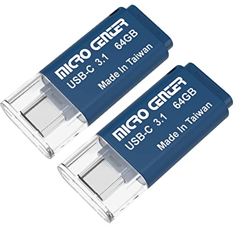 INLAND Micro Center Super Speed 2 Pack 64GB Type-C USB 3.0/USB 3.1 Gen 1 Mini Flash Drive Memory Stick Thumb Drive
