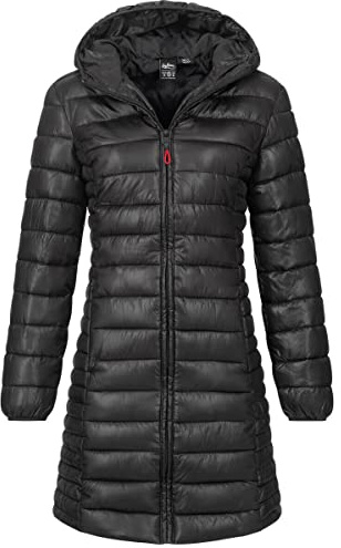 Geographical Norway Herbst Winter Jacke Steppjacke Parka Lange gesteppt Mantel Steppmantel, Farbe:Schwarz, Größe:3XL 46