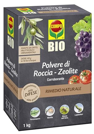 COMPO BIO Polvere di Roccia - Zeolite, Potenziatore delle Difese delle Piante nei confronti di Insetti e Funghi, 100% Naturale, 1 kg