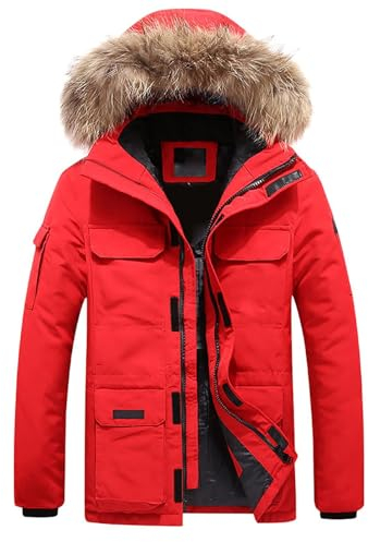 Didadihu Winterjacke - Winter Jacke Motorrad Winterjacken Herren-Jacken Gefütterte Brown Winter Jacket Strickfleecejacke Herrenjacke Norway Schwarze,Rot,4XL