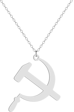 Hokech Hammer und Sichel Anhänger Halskette für Frauen Mädchen Edelstahl Hohl Charm Halskette Schmuck Geschenk
