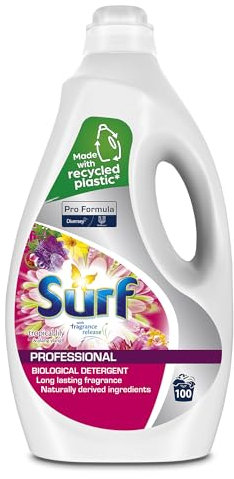 Surf Pro Formula Bio Liquid Tropical Lily & Ylang Ylang, Uplifting Long Lasting Fresh Fragrance, Efficient Enzyme Stain Removal, 2 x 5L, 142 washes