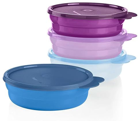 Tupperware - Set di ciotole per cereali riscaldabili per microonde, lavabile in lavastoviglie e ultimo intervento di BPA (4 ciotole, 4 coperchi)