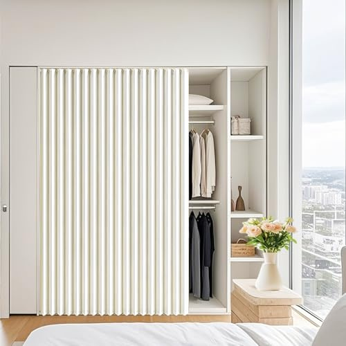 DSSHENGDS Rideaux d'armoires coulissants personnalisés faciles à Installer pour armoires de Cuisine, Salons et armoires-White- W110cmxH80cm