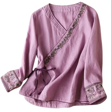 Blusa holgada de gasa bohemia para mujer, estilo bohemio, bordada, con gráficos florales, estilo hippie 2025, túnica hippie con volantes, para mujeres mayores, vintage, lino, encaje, bohemio