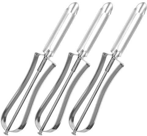 TIESOME 3 Pcs Stainless Steel Vegetable Peeler, Swivel Blade Ergonomic Handle with Potato Eye Remover, Commercial Grade Vegetable Peeler for Potatoes, Carrots, Apples, Dishwasher Safe, Silver