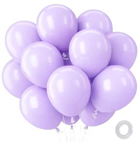 QIFU Lilac Balloons 100 Pack - 12 Inch Macaroon Purple Strong Thicken Birthday Balloons, Round Helium Baloons for Women Girls Birthday Decorations Engagement Anniversary Baby Shower Wedding Halloween