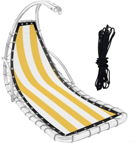 Hängande gungstol ersättningsduk, randig design med Teslin-tyg 64 x 197 x 23 cm, för uteplats, trädgård, utomhusbruk (gula ränder)