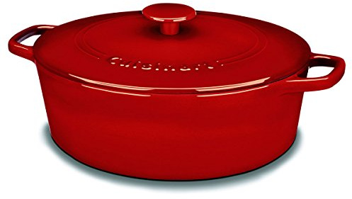 Cuisinart Chef's Classic Enameled Cast Iron Oval Covered Casserole (Cardinal Red, 5.5-Quart)