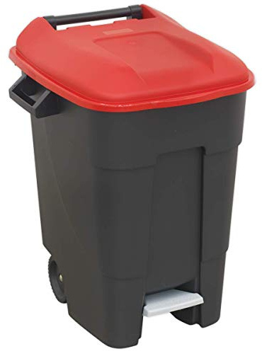 Sealey BM100PR Refuse Foot Pedal 100L-Red Wheelie Bin, Red