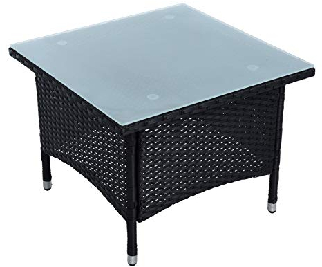 ESTEXO Polyrattan Beistelltisch Gartentisch Rattan Kaffee Tisch Balkontisch Gartenmöbel Kaffeetisch Teetisch Couchtisch Rattantisch (Schwarz)