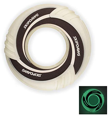 SKIPDAWG Dog Flying Disc Tug Toy, Glow Dog Fetch Toy for Outdoor Play
