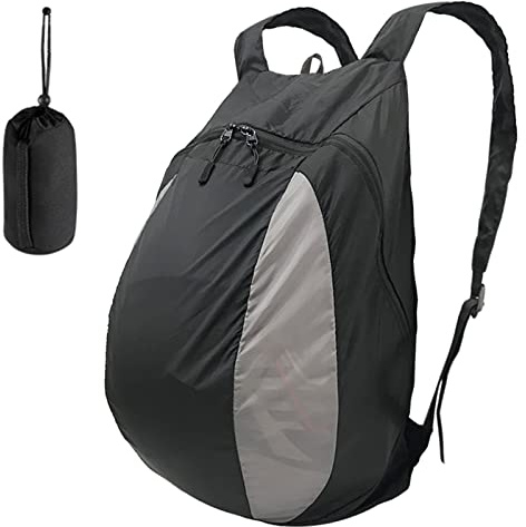 Peicees Motorcycle Helmet Backpack Foldable Large Capacity Nylon Bags Waterproof Lightweight Cycling Riding Storage Bag, Outdoor Sports Basketball Bag, Ski Helmet Bag, A Black,