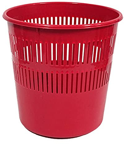 CABLEPELADO Papelera de Plástico para Reciclaje y Escritorio - Cubo de Oficina, Cesta de Basura, 28 cm Alto x 27.5 cm Diámetro, 12 Litros, Rojo